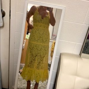 Yellow cotton lace maxi dress